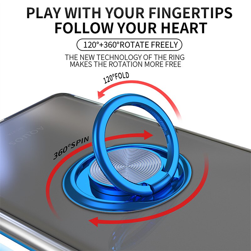 Plalting Transparent Silicone Magnetic Case with Ring Holder For iPhone 14 13 12 - theroxymob