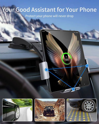 For Galaxy Z Fold 4 3 2 Phone Holder For Car Dual Coil Wireless Charger Foldable Fast Charging - theroxymob