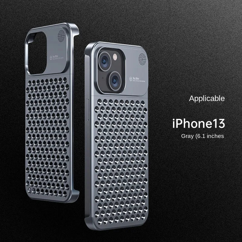 Aluminum alloy hollow heat dissipation case, shockproof cover for iPhone 15-14