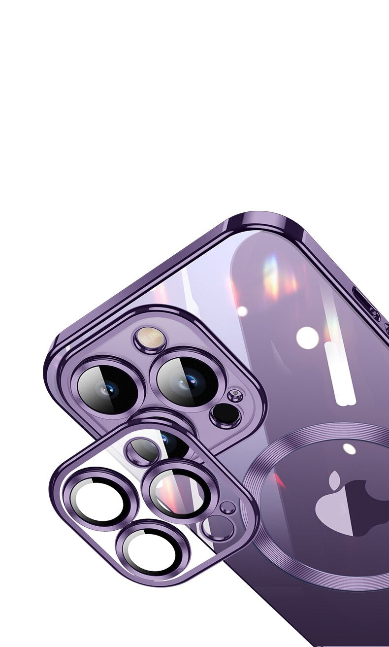 Luxury Purple Plating Magnetic Case For iPhone 14 13 - theroxymob
