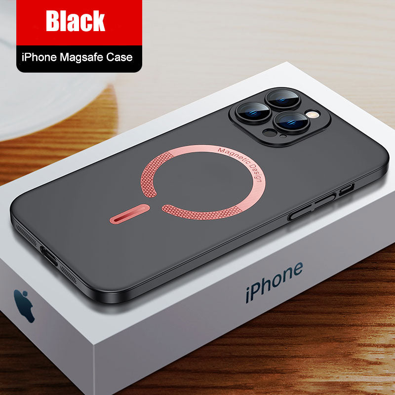 For iPhone 14 Magsafe Case Ultra Thin Shockproof Phone Cover Magnetic Case Glass Lens Protector - theroxymob