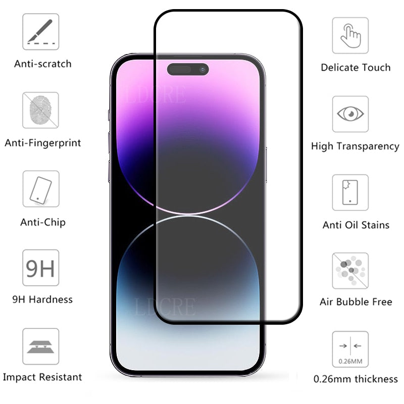 4-in-1Tempered Glass 9H Screen Protector For iPhone 14 Lens Glass - theroxymob
