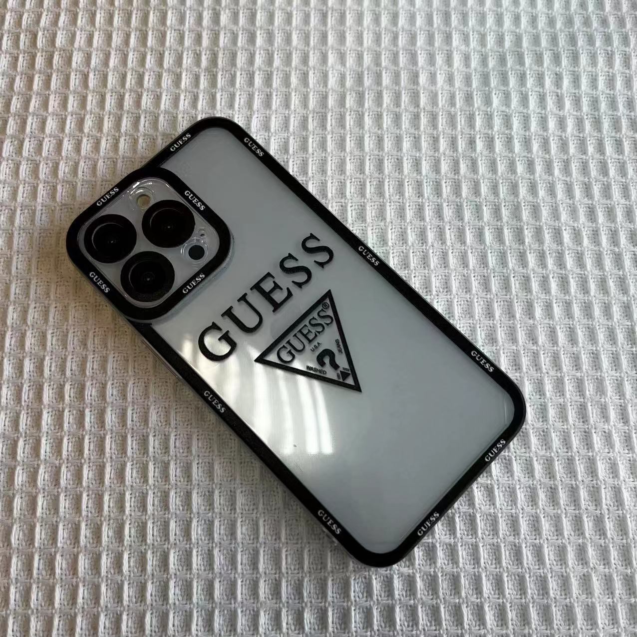 Brand Guess Clear Angel Eyes Phone Case For IPhone 15 14 /13  Soft Transparent