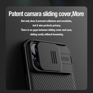 Striped Phone Case for iPhone 15 14 13 Upgraded Shockproof with Slide Camera Cover