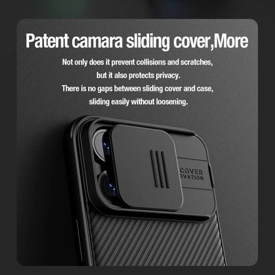 Striped Phone Case for iPhone 15-14 Upgraded Shockproof with Slide Camera Cover