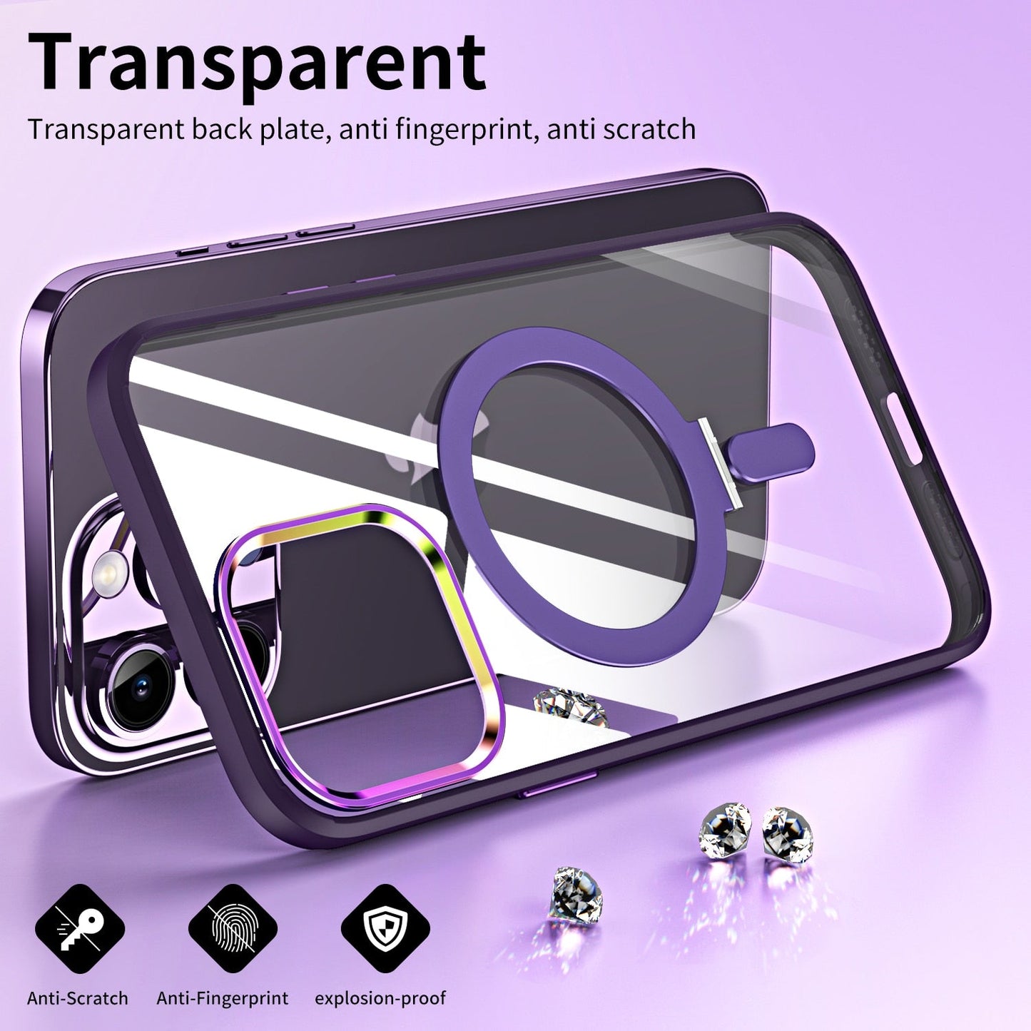Transparent Cover Magnetic Stand Holder For Magsafe Cases For Iphone 14 13 - theroxymob