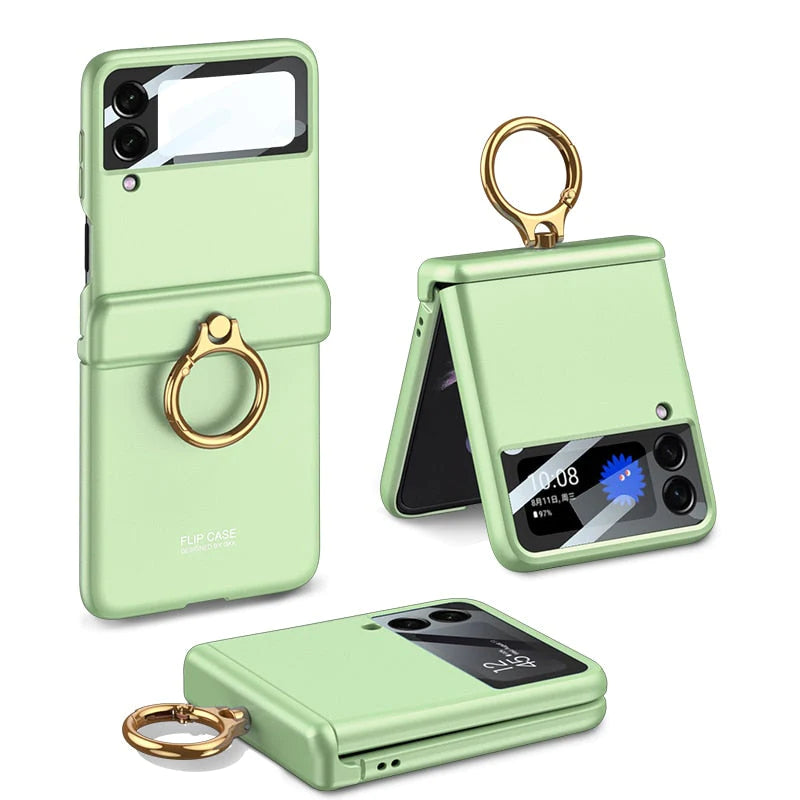 ARMOR CASE WITH RING BRACKET STAND FOR SAMSUNG GALAXY Z FLIP 4 (MAGNETIC HINGE COVER) - theroxymob