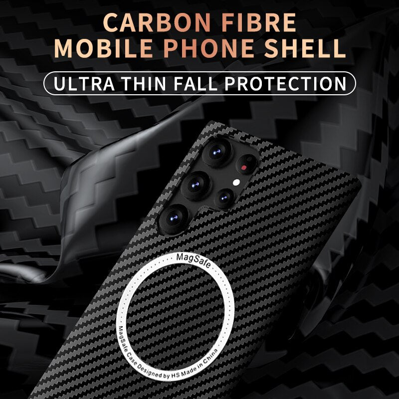 Carbon Fiber Pattern Magnetic Ultra Slim Case For Samsung S22/S23 Series - theroxymob