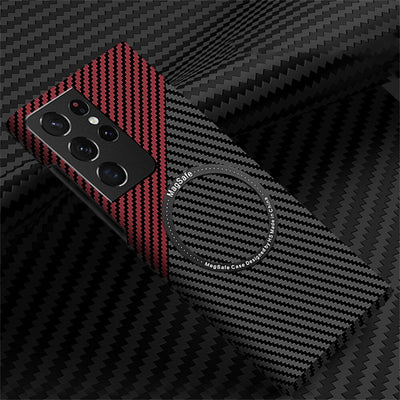Carbon Fiber Magsafing Wireless Charge Case For Samsung S22 Series Magnetic Ultra Thin Cover - theroxymob