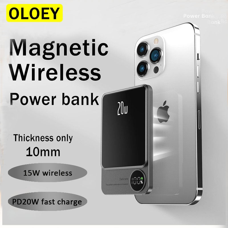 New 10000mAh 15W Fast Wireless Charger Magnetic Power Bank For iphone 12 13 14 External Auxiliary Battery Pack - theroxymob