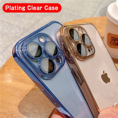 Luxury Square Plating Transparent Case For iPhone 14 13 12 - theroxymob
