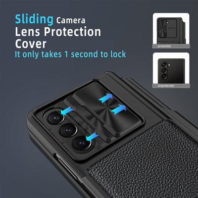 For Samsung Galaxy Z Fold5 Fold 5 Case with S Pen Holder Hard Leather Wallet Card Bag Cover