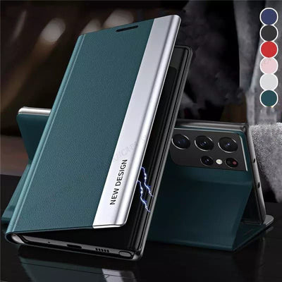 Leather Magnetic Flip Phone Case For Samsung S22 Series - theroxymob