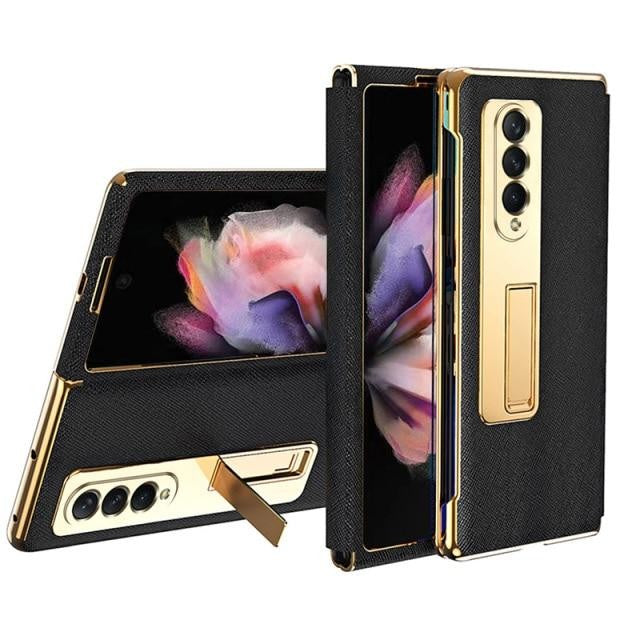 For Samsung Galaxy Z Fold 3 Holder Case Leather Bracket Full Protectio - theroxymob