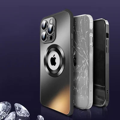 Magnetic AG Glass Frosted Case With Camera Lens Protector For iPhone 14 13 - theroxymob