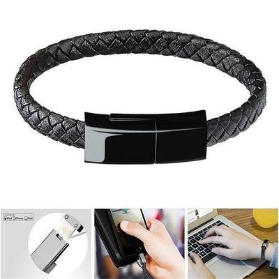 Portable Leather USB Cable for Samsung Wristband Bracelet cable Type C Cable - theroxymob