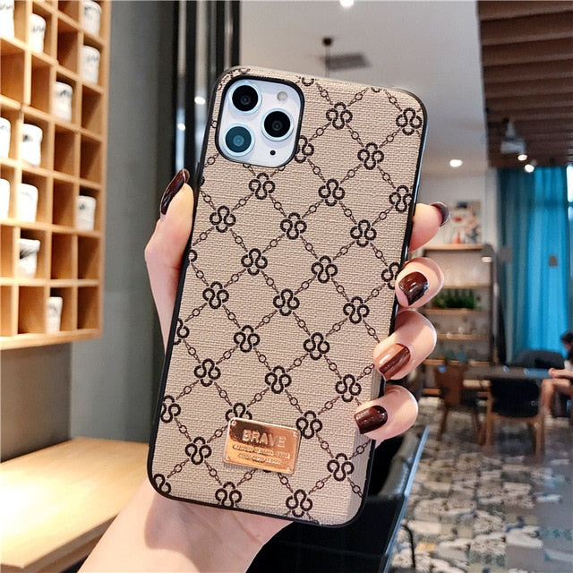 Luxury Square Flower Hard leather Soft border phone case for iphone 12 Series - theroxymob