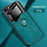New case Luxury Leather with a Magnetic Holder Metal and Ring Bracket For iPhone 12 series - theroxymob