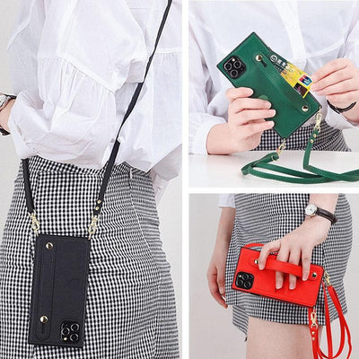 Card Wrist Strap Phone Holder Square Crossbody Cord Cover for iPhone 12 Serie - theroxymob