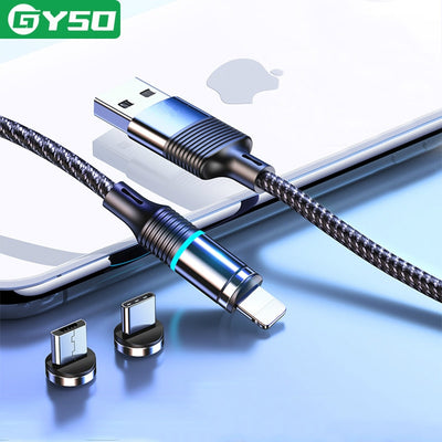 GYSO Rotate Magnetic Cable 360 Degree Cable For iPhone 11/ 12 series, Type C Charging Samsung Magnet Charger Micro Fast Magnet Cable - theroxymob