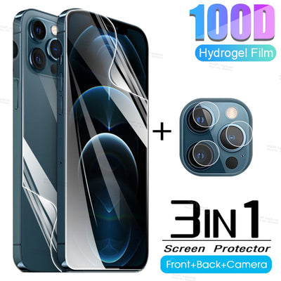 3in1 screen protector front back hydrogel protective for iphone 12 Series - theroxymob