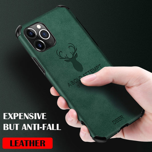 For iPhone 12 / 11 Series Case Leather Deer Soft Silicone TPU Phone Cover. - theroxymob