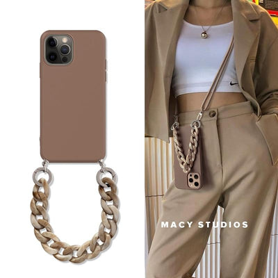 INS Crossbody Lanyard Necklace Marble chain case for iphone 12 Serie - theroxymob