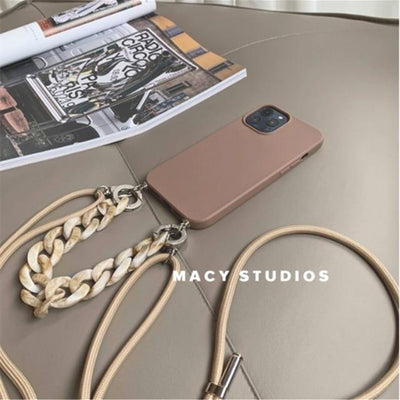 INS Crossbody Lanyard Necklace Marble chain case for iphone 12 Serie - theroxymob