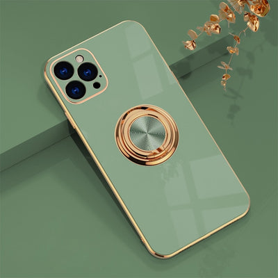 Soft TPU Silicone Case For iPhone 12 Series Phone With Metal Ring Holder Stand Magnetic Covers - theroxymob