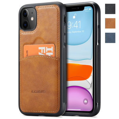 For iPhone 12 Series Case Luxury Leather Card Holder Wallet Back Case. - theroxymob