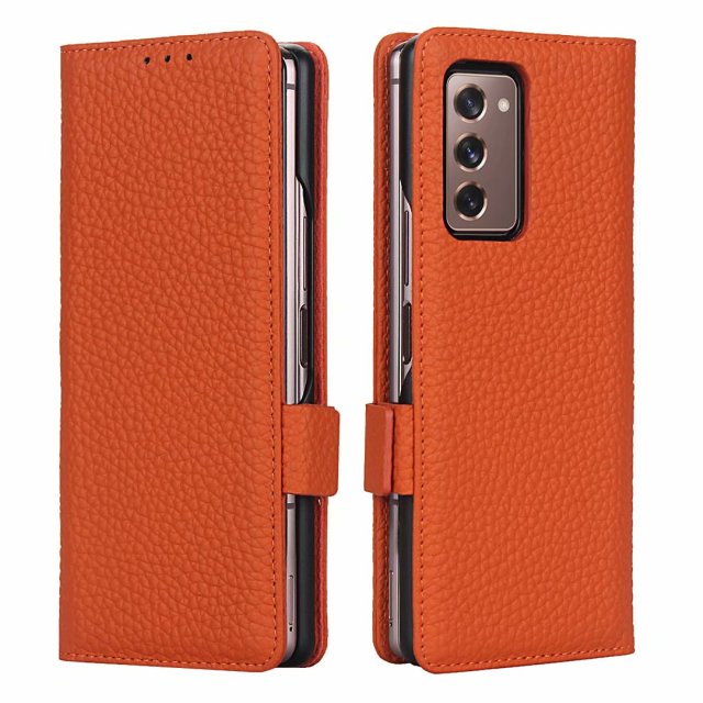 For Samsung Galaxy Z Fold 2 5G Cover Classic Genuine Leather Magnetic Buckle Flip - theroxymob