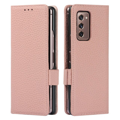 For Samsung Galaxy Z Fold 2 5G Cover Classic Genuine Leather Magnetic Buckle Flip - theroxymob