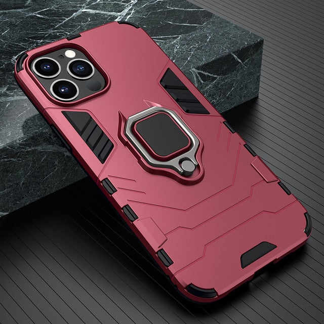 Shockproof Armor Case Ring Stand Back Cover for iPhone 13 Series / 12 Series - theroxymob