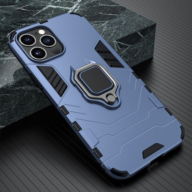Shockproof Armor Case Ring Stand Back Cover for iPhone 13 Series / 12 Series - theroxymob