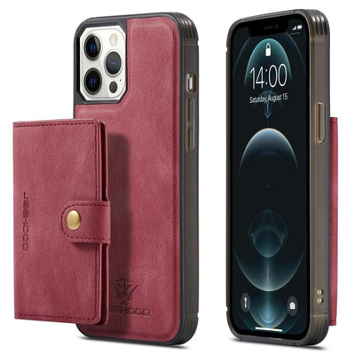 Back Cover for iPhone 13 Series Case Leather Card Holder Magnetic Detachable Wallet Bag - theroxymob