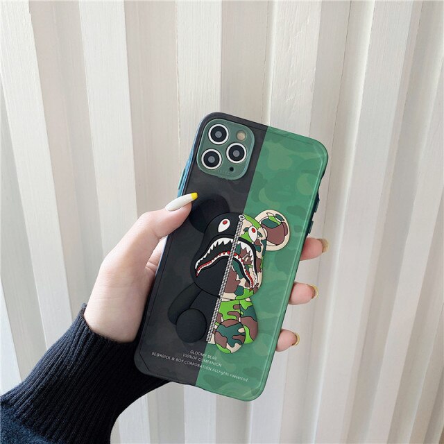 CARTOON CUTE 3D BEAR HIGH QUALITY COVER FOR IPHONE 12 SERIES - theroxymob