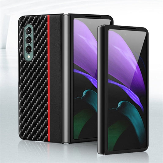 For Samsung Galaxy Z Fold 3 Case Carbon fiber leather Full Protector - theroxymob
