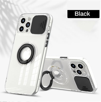 Transparent Silicone Case with Ring Holder Camera Protection Back Cover For iPhone 13 pro max/ 13 pro - theroxymob