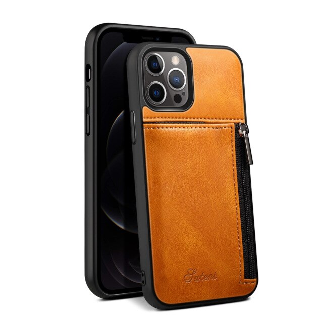 Luxury Leather Phone Cases for IPhone 13 Series Leather Card Slots Holder Coin Purse Shockproof Wallet Bag - theroxymob