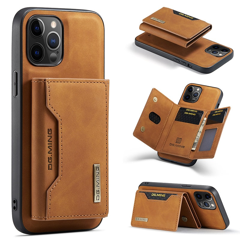 Detechable Magnetic Wallet Bag Case For iPhone 13 Series - theroxymob