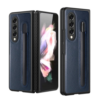 Leather Lychaee Pattern With S Pen Holde Cover For Samsung Galaxy Z Fold 3 5G Case PU+PC Shockproof Phone Case Coque Funda - theroxymob