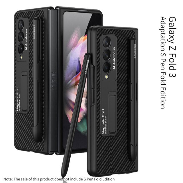 Luxury Leather Stand Case For Samsung Galaxy Z Fold 3 With S Pen - theroxymob
