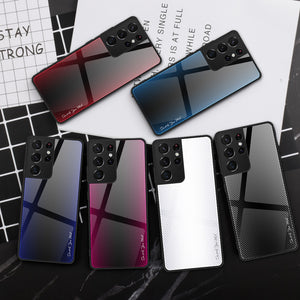 Tempered Glass Cover Case Silicone For Samsung S22 Series - theroxymob