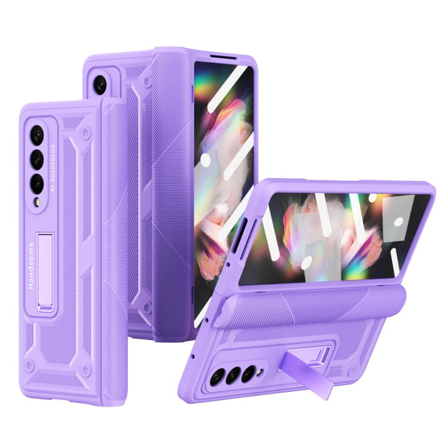 Armor Hinge Full Protection Case Magnetic Bracket Flip Stand For Samsung Galaxy Z Fold 3 - theroxymob